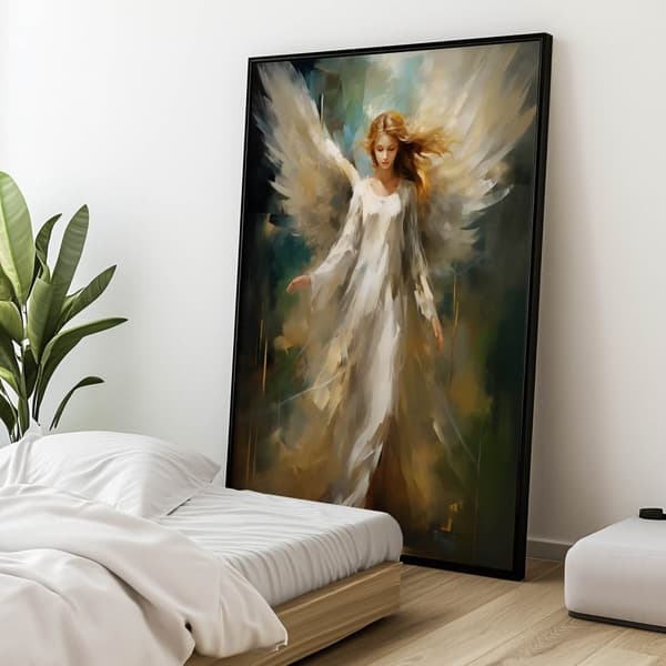 Skytsengel i Emerald Space Skytsengel i Emerald Space, 70x100 cm, guld aluminiumsramme, 230 gsm mat papir