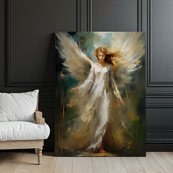 Skytsengel i Emerald Space Skytsengel i Emerald Space, 70x100 cm, guld aluminiumsramme, 230 gsm mat papir