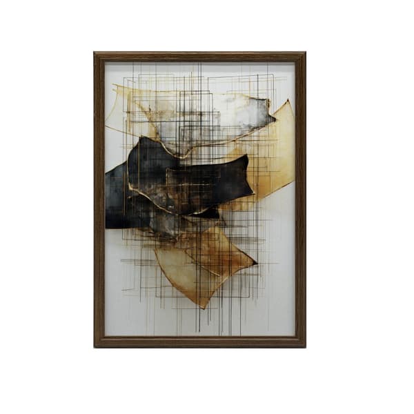 Guld-sort skulptur i rummet Guld-sort skulptur i rummet, 40x50 cm, sort aluminiumsramme, 230 gsm mat papir