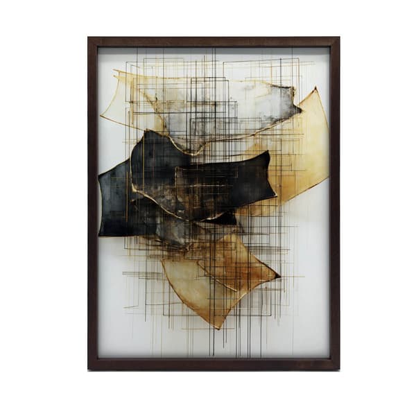 Guld-sort skulptur i rummet Guld-sort skulptur i rummet, 40x50 cm, sort aluminiumsramme, 230 gsm mat papir
