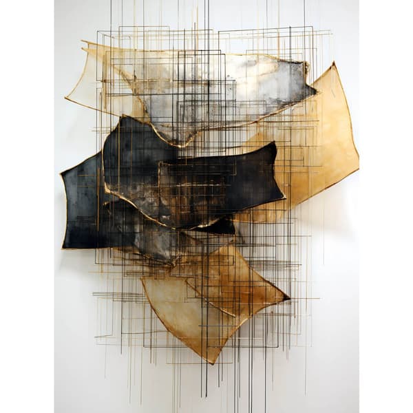 Guld-sort skulptur i rummet Guld-sort skulptur i rummet, 50x70 cm, guld aluminiumsramme, 230 gsm mat papir
