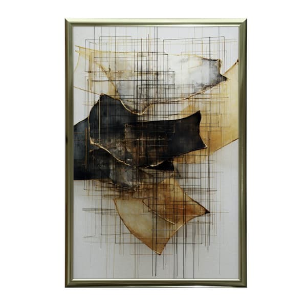 Guld-sort skulptur i rummet Guld-sort skulptur i rummet, 50x70 cm, guld aluminiumsramme, 230 gsm mat papir