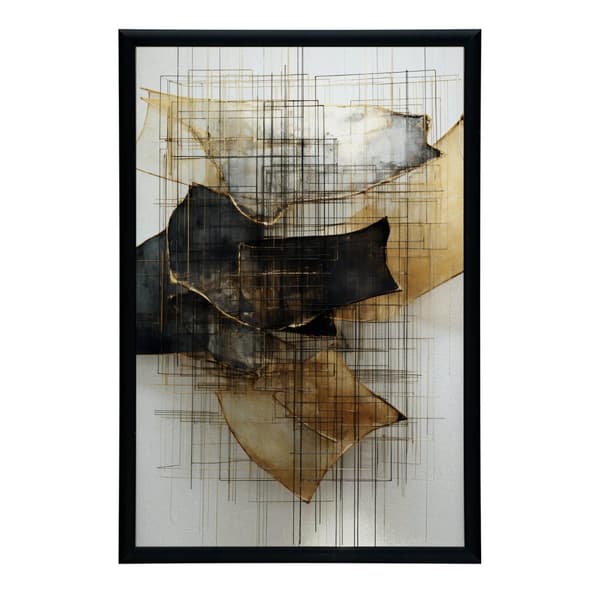 Guld-sort skulptur i rummet Guld-sort skulptur i rummet, 50x70 cm, mørkebrun træramme, 230 gsm mat papir