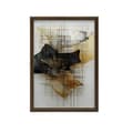 Miniatyrbild 9 av 10: Guld-svart skulptur i rymden Guld-svart skulptur i rymden, 50x70 cm, mörkbrun träram, 230 gsm matt papper