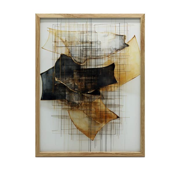 Guld-sort skulptur i rummet Guld-sort skulptur i rummet, 60x90 cm, sort aluminiumsramme, 230 gsm mat papir