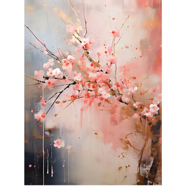 Cherry Blossom: Symphony of Pink and Gold Cherry Blossom: Symphony of Pink and Gold, 40x50 cm, sort aluminiumsramme, 230 gsm mat papir
