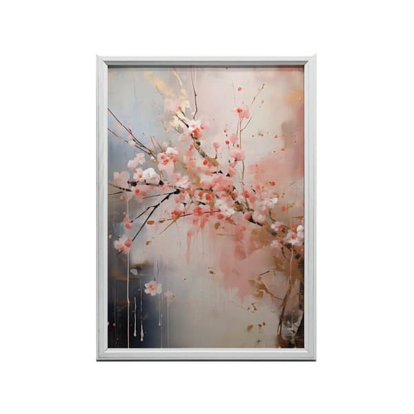 Cherry Blossom: Symphony of Pink and Gold Cherry Blossom: Symphony of Pink and Gold, 40x50 cm, sort aluminiumsramme, 230 gsm mat papir