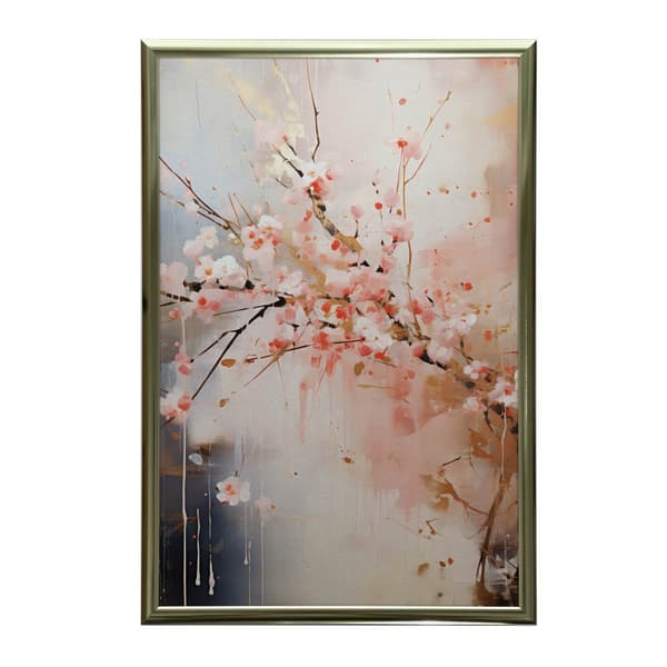 Cherry Blossom: Symphony of Pink and Gold Cherry Blossom: Symphony of Pink and Gold, 40x50 cm, sort aluminiumsramme, 230 gsm mat papir