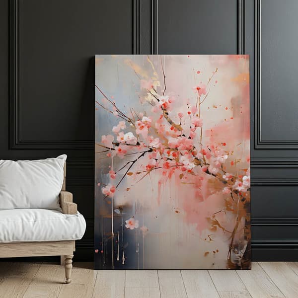 Cherry Blossom: Symphony of Pink and Gold Cherry Blossom: Symphony of Pink and Gold, 40x50 cm, sort aluminiumsramme, 230 gsm mat papir