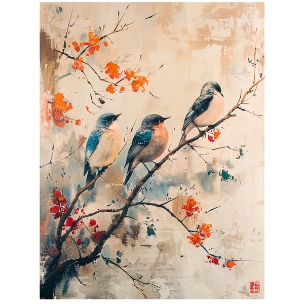 Oksa täynnä elämää Oksa täynnä elämää, 60x90 cm, kehystämätön, 230 gsm mattapaperi