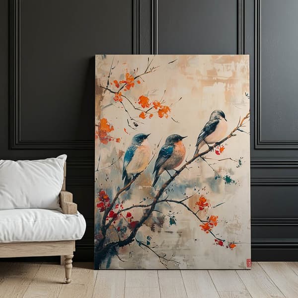 A Branch Full of Life A Branch Full of Life, 40x50 cm, guld aluminiumsramme, 230 gsm mat papir