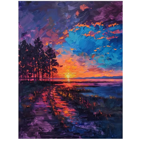 Sunset in Blissful Peace Sunset in Blissful Peace, 50x70 cm, lys egetræsramme, 230 gsm mat papir