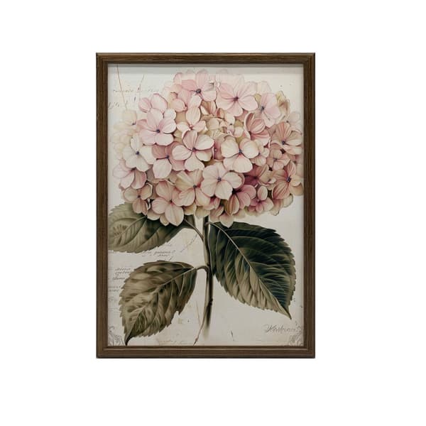 Dejlig illustration af hortensia Dejlig illustration af hortensia, 70x100 cm, mørkebrun træramme, 230 gsm mat papir