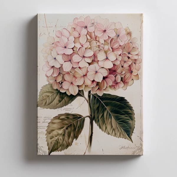 Härlig illustration av hortensia Härlig illustration av hortensia, 70x100 cm, oinramad, premiumduk på bårram