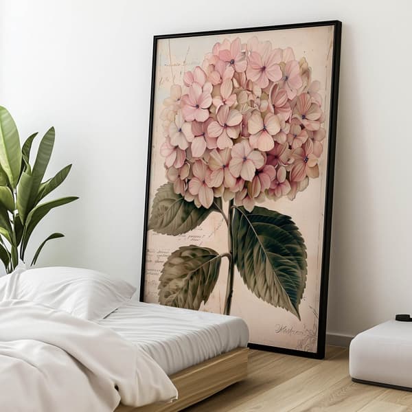 Härlig illustration av hortensia Härlig illustration av hortensia, 70x100 cm, oinramad, premiumduk på bårram