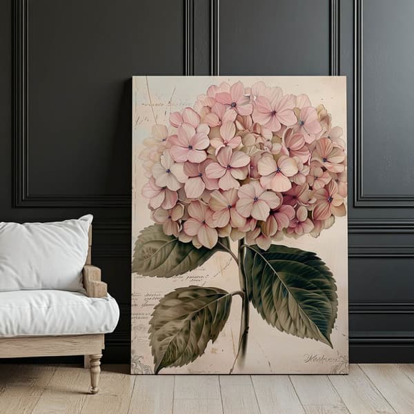 Härlig illustration av hortensia Härlig illustration av hortensia, 70x100 cm, oinramad, premiumduk på bårram