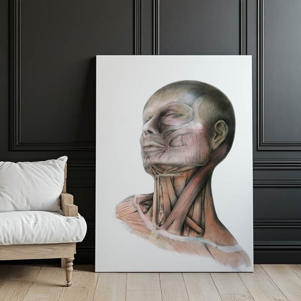 Nakkemuskler - Anatomisk plakat Nakkemuskler - Anatomisk plakat, 50x70 cm, mørkebrun træramme, 230 gsm mat papir