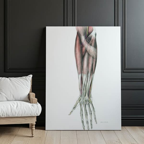 Underarm - Anatomisk affisch Underarm - Anatomisk affisch, 50x70 cm, oinramad, premiumduk på bårram