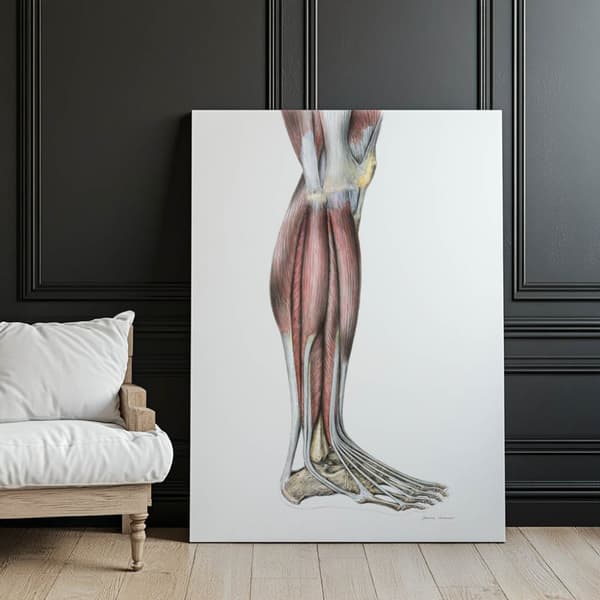 Muskler i underbenet på höger nedre extremitet - lateral vy (Norma Lateralis) - Anatomisk affisch Muskler i underbenet på höger underben - lateral vy