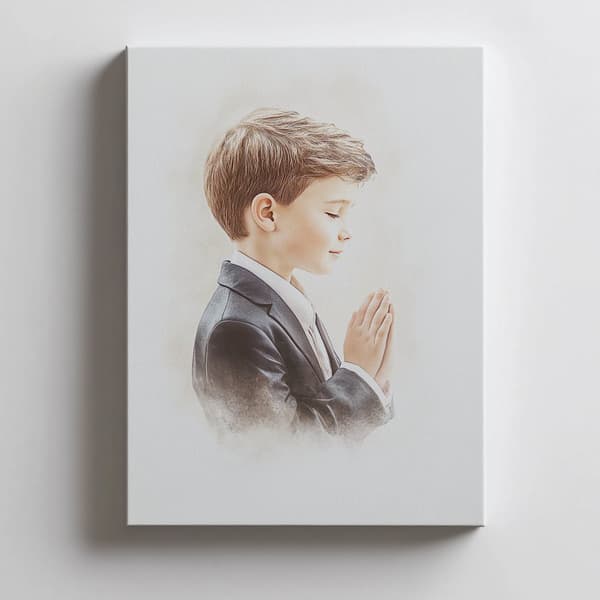 First Holy Communion Souvenir - Boy First Holy Communion Souvenir - Boy, 60x90 cm, guld aluminiumsramme, 230 gsm mat papir