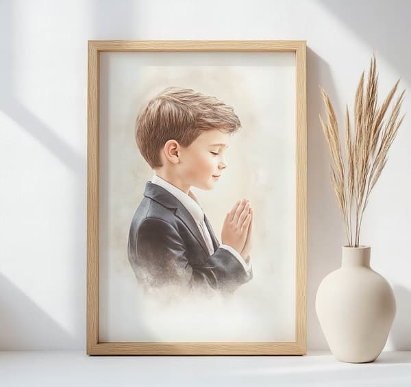 First Holy Communion Souvenir - Boy First Holy Communion Souvenir - Boy, 60x90 cm, guld aluminiumsramme, 230 gsm mat papir