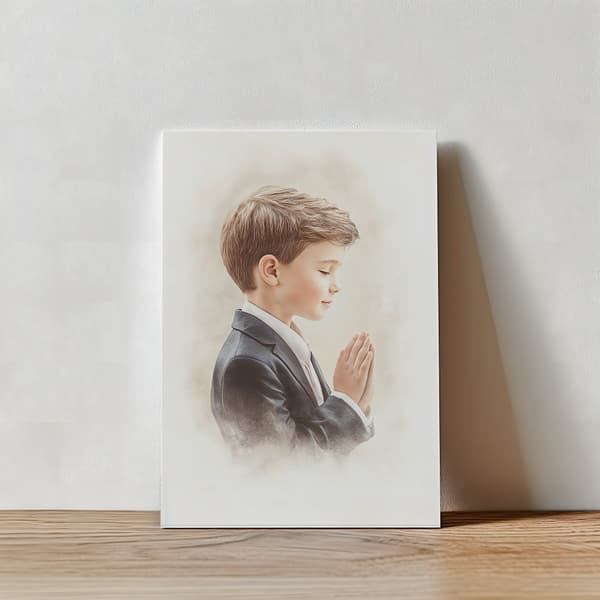 First Holy Communion Souvenir - Boy First Holy Communion Souvenir - Boy, 60x90 cm, guld aluminiumsramme, 230 gsm mat papir