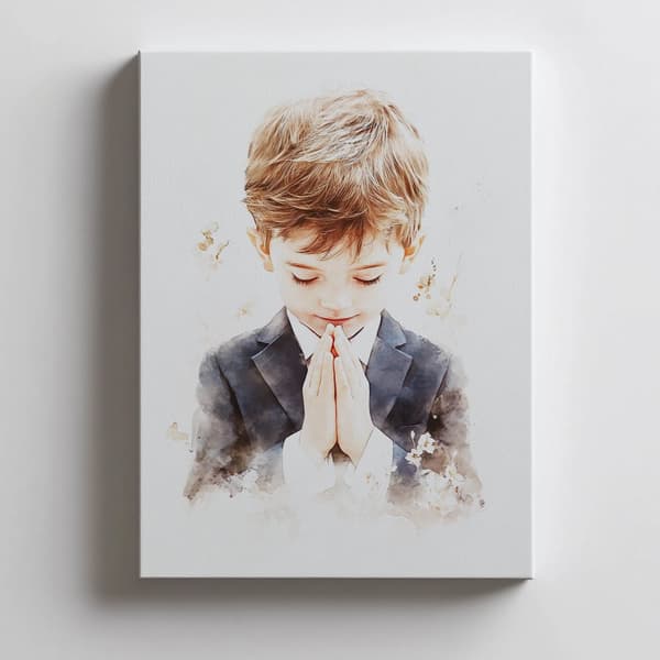 First Holy Communion - praying boy First Holy Holy Communion - praying boy, 70x100 cm, oinramad, premiumduk på bår
