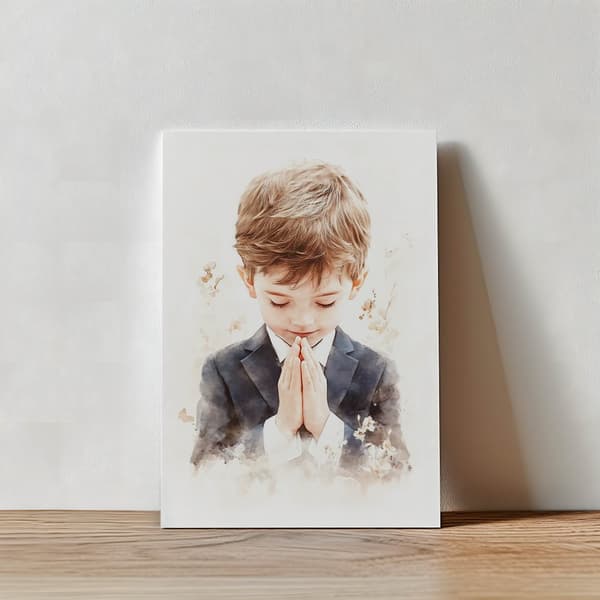 First Holy Communion - praying boy First Holy Holy Communion - praying boy, 70x100 cm, oinramad, premiumduk på bår