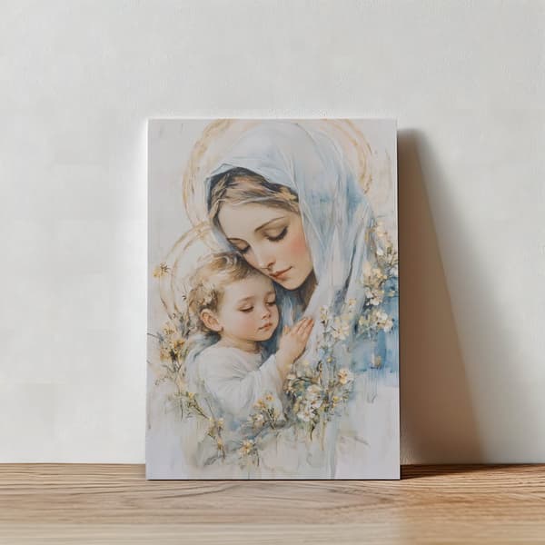 Mor med barn - Billede af Jomfru Maria med barn Mor med barn - Billede af Jomfru Maria med barn, 30x40 cm, rammeløs, 230 gsm mat papir