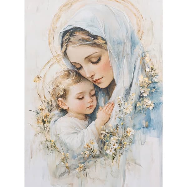 Mamma med barn - Bild på Jungfru Maria med barn Mamma med barn - Bild på Jungfru Maria med barn, 50x70 cm, guldaluminiumram, 230 gsm matt papper