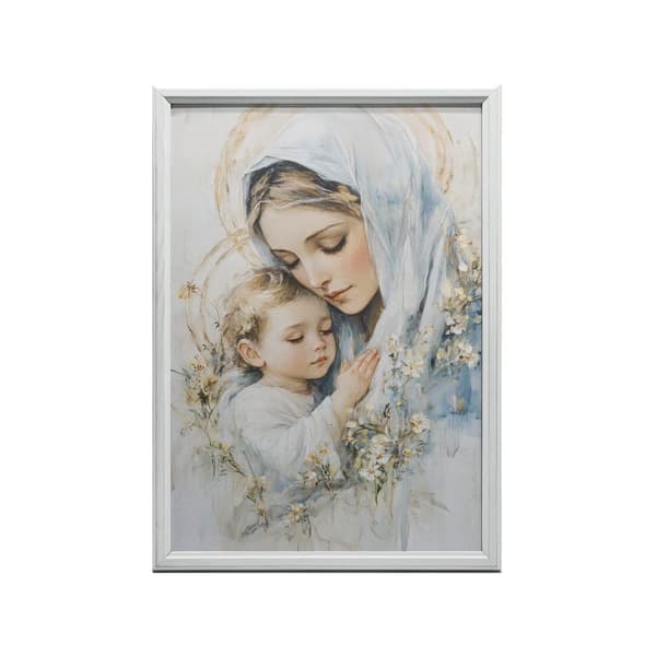 Mor med barn - Billede af Jomfru Maria med barn Mor med barn - Billede af Jomfru Maria med barn, 70x100 cm, uindrammet, premium lærred på båreramme