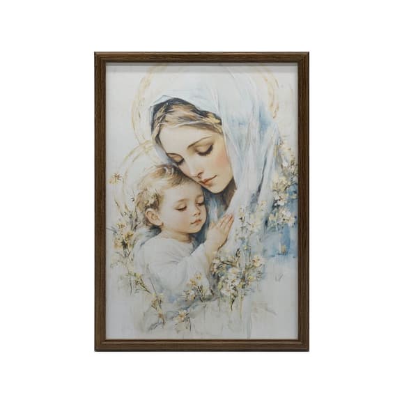 Mor med barn - Billede af Jomfru Maria med barn Mor med barn - Billede af Jomfru Maria med barn, 70x100 cm, uindrammet, premium lærred på båreramme