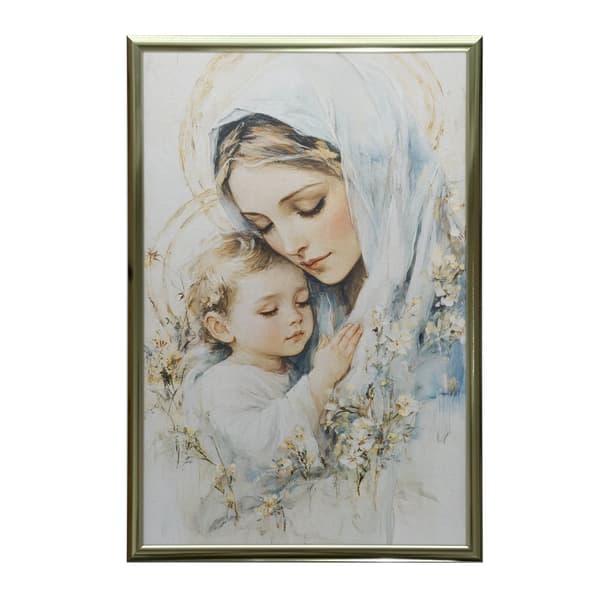 Mor med barn - Billede af Jomfru Maria med barn Mor med barn - Billede af Jomfru Maria med barn, 70x100 cm, uindrammet, premium lærred på båreramme