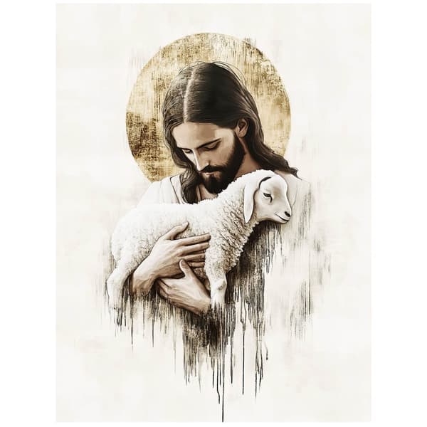 Jesus med lam Jesus med lam, 40x50 cm, uindrammet, 230 gsm mat papir