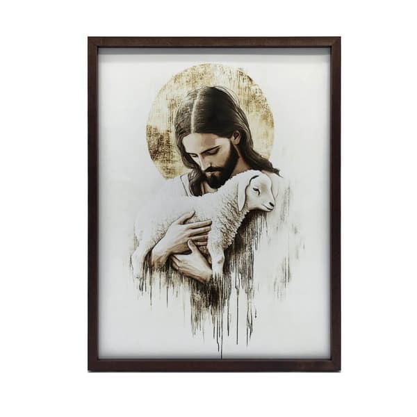 Jesus med lam Jesus med lam, 70x100 cm, lys egetræsramme, 230 g mat papir