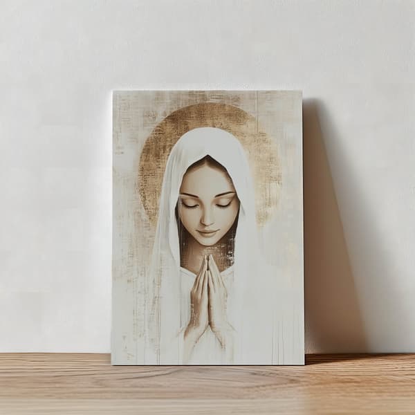 Mary's Prayer in Silence Mary's Prayer in Silence, 70x100 cm, lys egetræsramme, 230 gsm mat papir