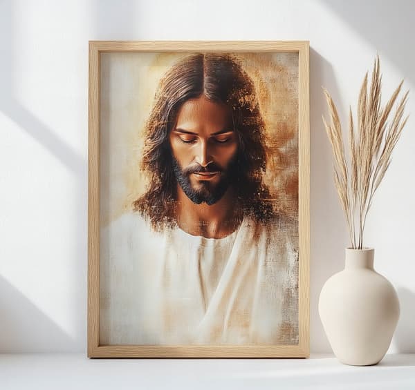 Jesus in the Peace of the Heart Jesus in the Peace of the Heart, 60x90 cm, sort aluminiumsramme, 230 gsm mat papir