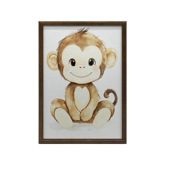 Juliste Hymyilevä apina valkoisella pohjalla Juliste Hymyilevä apina valkoisella pohjalla, 60x90 cm, kultainen alumiinikehys, 230 gsm mattapaperi