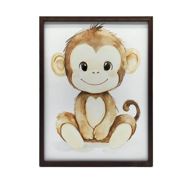 Plakat Smilende abe på hvid baggrund Plakat Smilende abe på hvid baggrund, 70x100 cm, uindrammet, premium lærred på båreramme