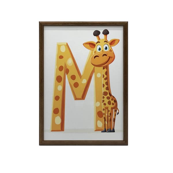 Giraff med bokstaven M - Affisch för barn Giraff med bokstaven M - Affisch för barn, 30x40 cm, ljus ekträram, 230 gsm matt papper