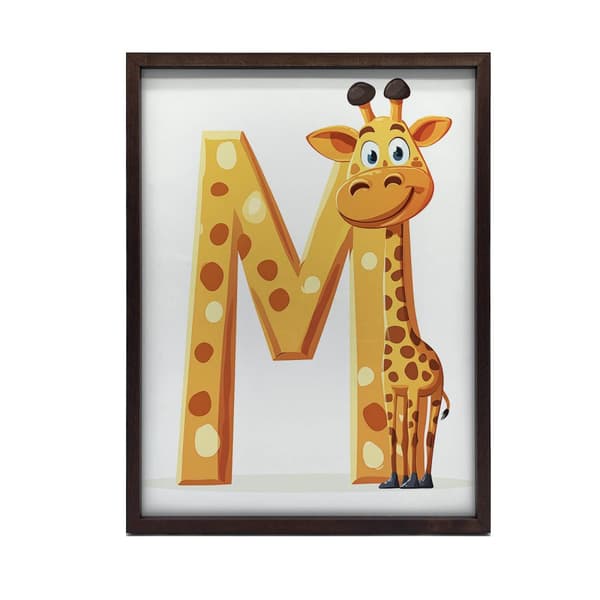 Giraff med bokstaven M - Affisch för barn Giraff med bokstaven M - Affisch för barn, 30x40 cm, ljus ekträram, 230 gsm matt papper