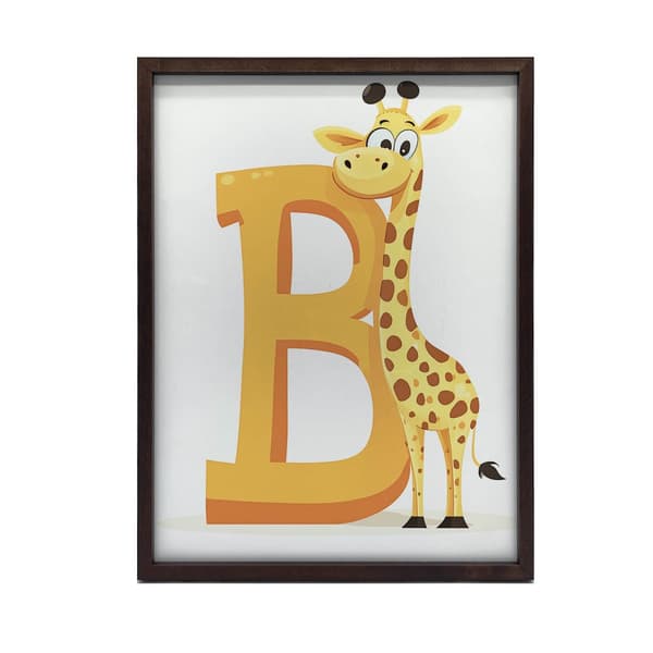 Affisch Skrattande giraff mot bokstaven B Affisch Skrattande giraff mot bokstaven B, 30x40 cm, oinramad, premiumduk på bårram