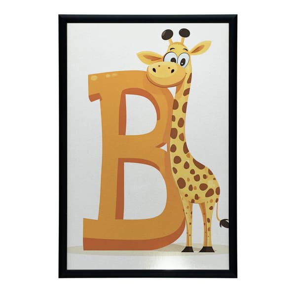 Plakat Grinende giraf ved bogstavet B Plakat Grinende giraf ved bogstavet B, 60x90 cm, guld aluminiumsramme, 230 gsm mat papir