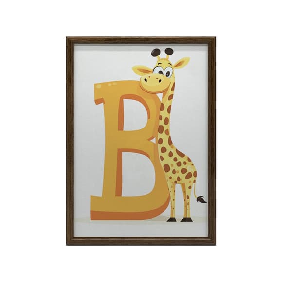 Plakat Grinende giraf ved bogstavet B Plakat Grinende giraf ved bogstavet B, 60x90 cm, guld aluminiumsramme, 230 gsm mat papir