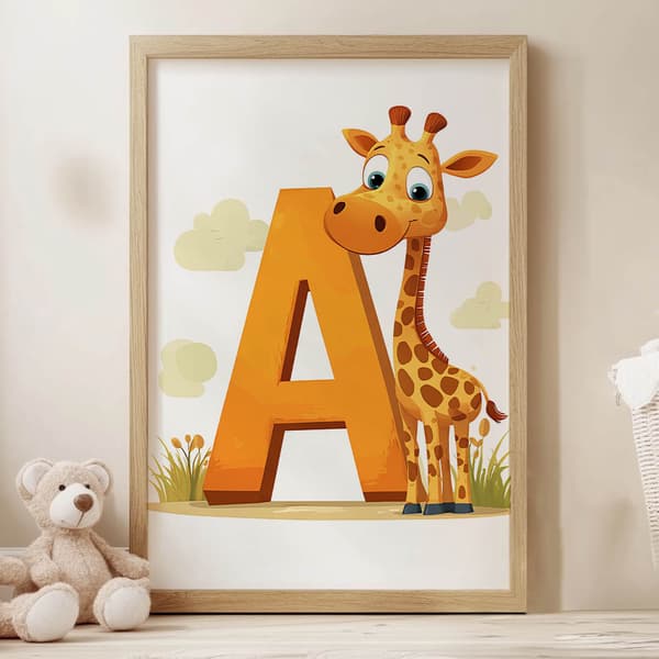 Poster Giraffe Adventure Poster Giraffe Adventure, 60x90 cm, guld aluminiumram, 230 gsm matt papper