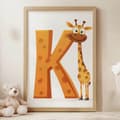 Pikkukuva 5 / 11: Kirahvi kirjaimella K - Iloinen juliste lapsille Kirahvi kirjaimella K - Iloinen juliste lapsille, 40x50 cm, kultainen alumiinikehys, 230 gsm mattapap