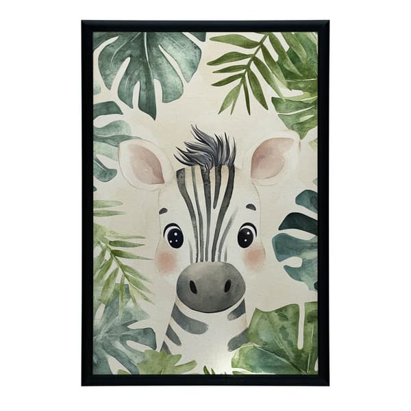 Plakat Lille Zebras Ansigt Plakat Lille Zebras Ansigt, 30x40 cm, mørkebrun træramme, 230 gsm mat papir