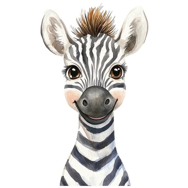 Plakat Happy zebra Plakat Happy zebra, 50x70 cm, mørkebrun træramme, 230 gsm mat papir
