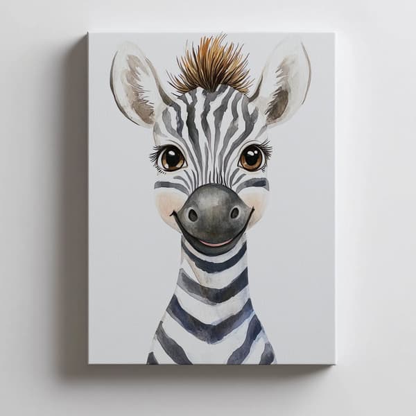 Plakat Happy zebra Plakat Happy zebra, 50x70 cm, mørkebrun træramme, 230 gsm mat papir