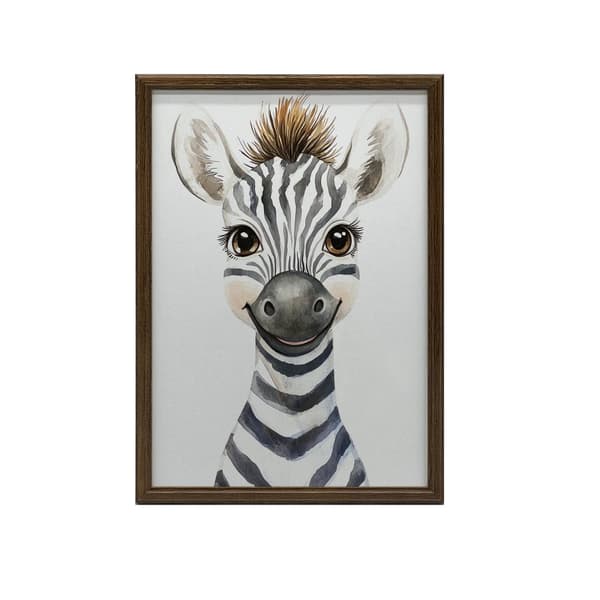 Plakat Happy zebra Plakat Happy zebra, 50x70 cm, mørkebrun træramme, 230 gsm mat papir